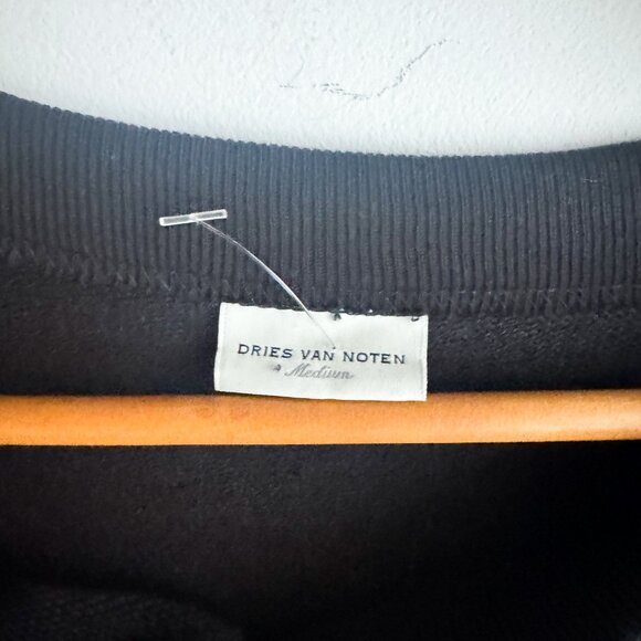 Dries Van Noten BLACK Sweatshirt with Detacheble Beaded Brooch M - Picture 5 of 9